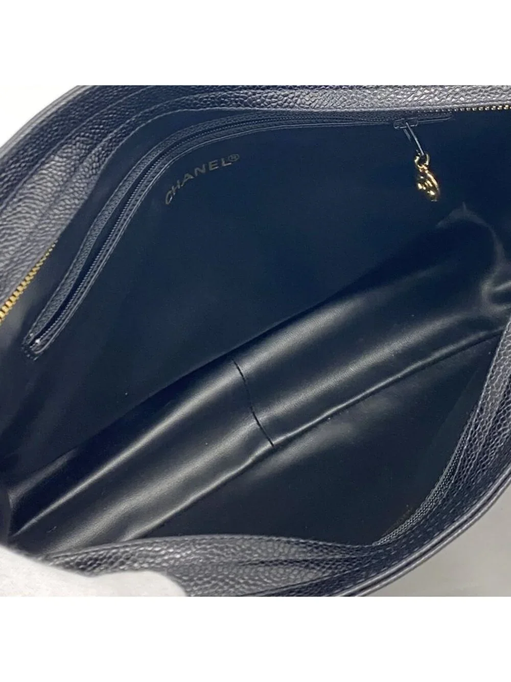 Chanel Shoulder Bag Triple Coco Caviar Leather Black Gold